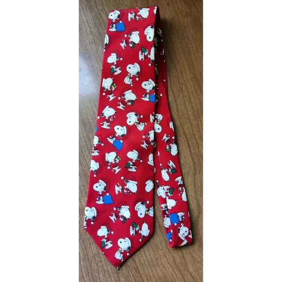 Snoopy Peanuts Dear Santa.. Christmas Tie Vintage 1958 100% Silk Made In USA 60" - Picture 1 of 4